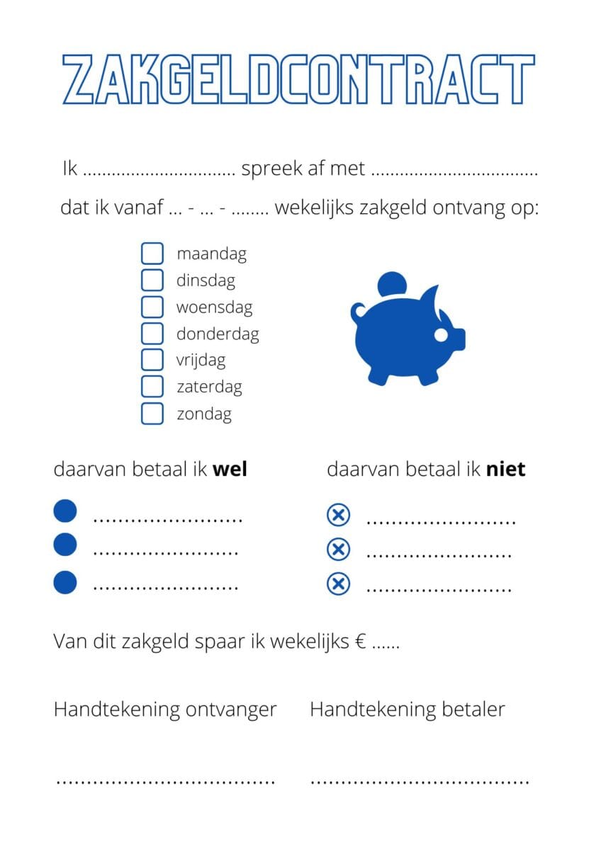 zakgeldcontract blauw