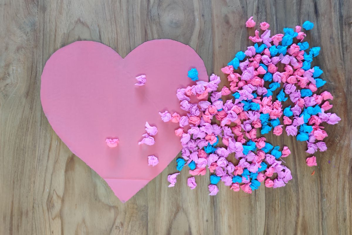 hartje knutselen stap 1