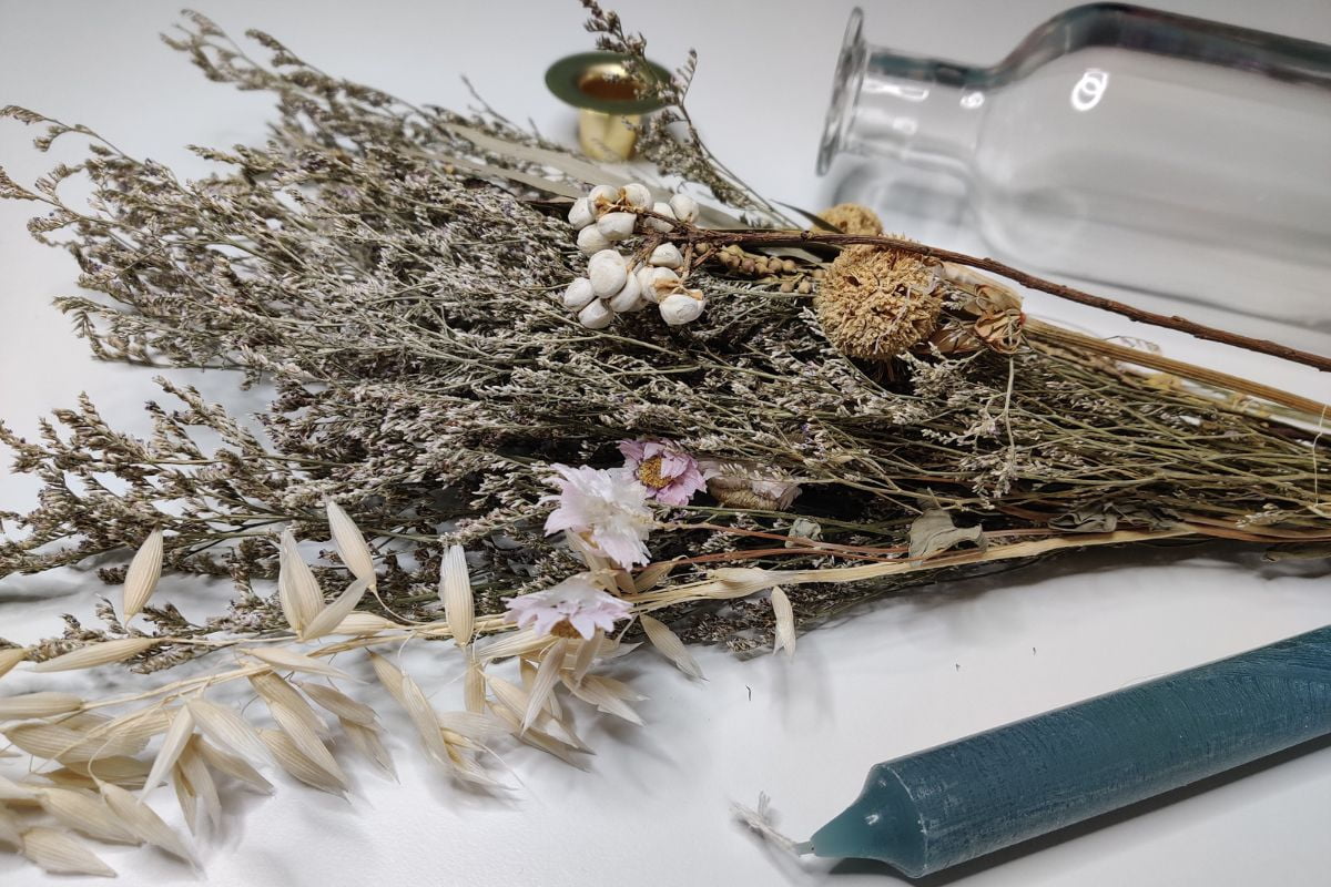 kandelaar droogbloemen diy