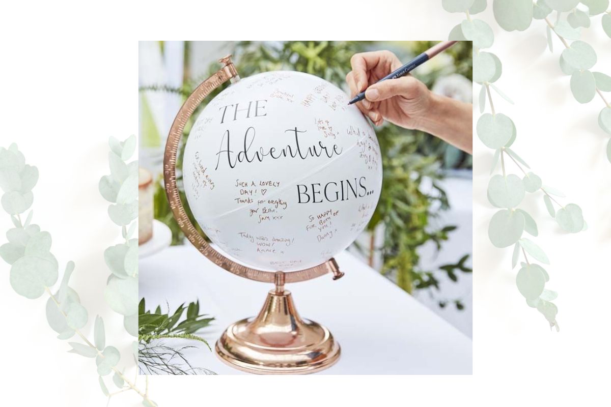 wereldbol gastenboek bruiloft