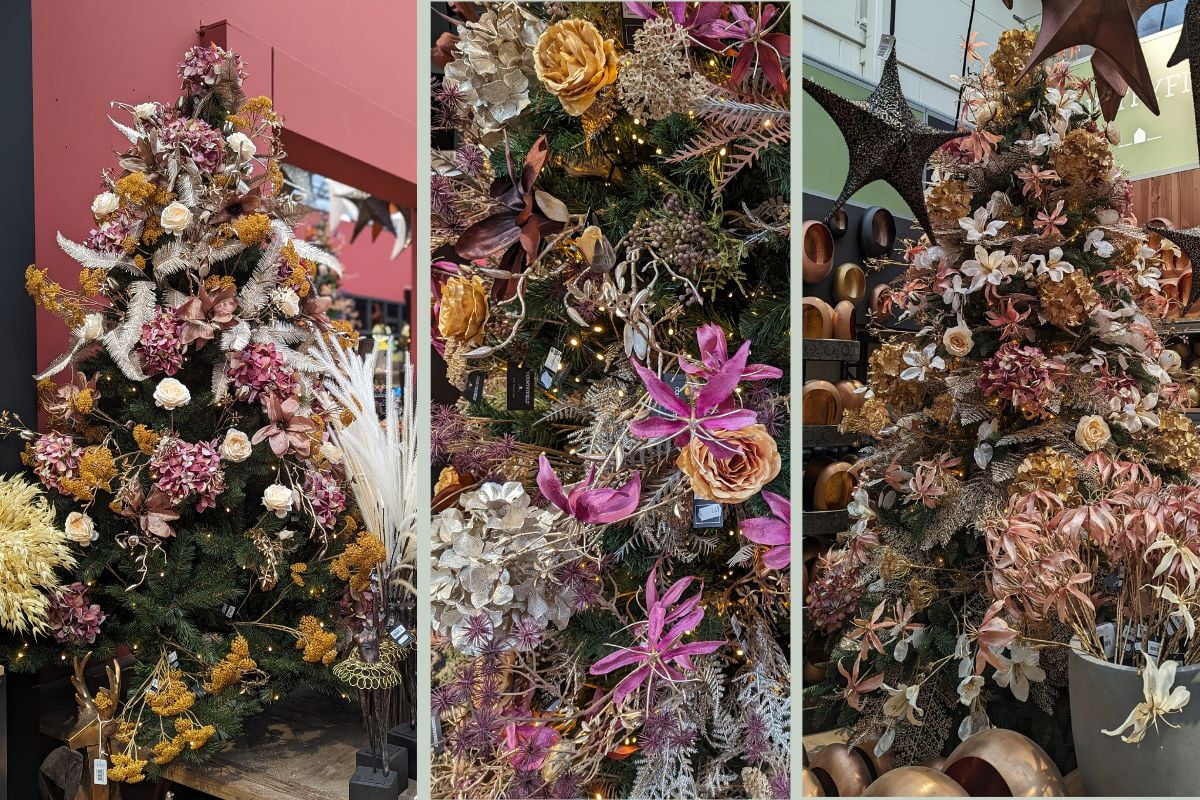 kerstboom versieren bloemen
