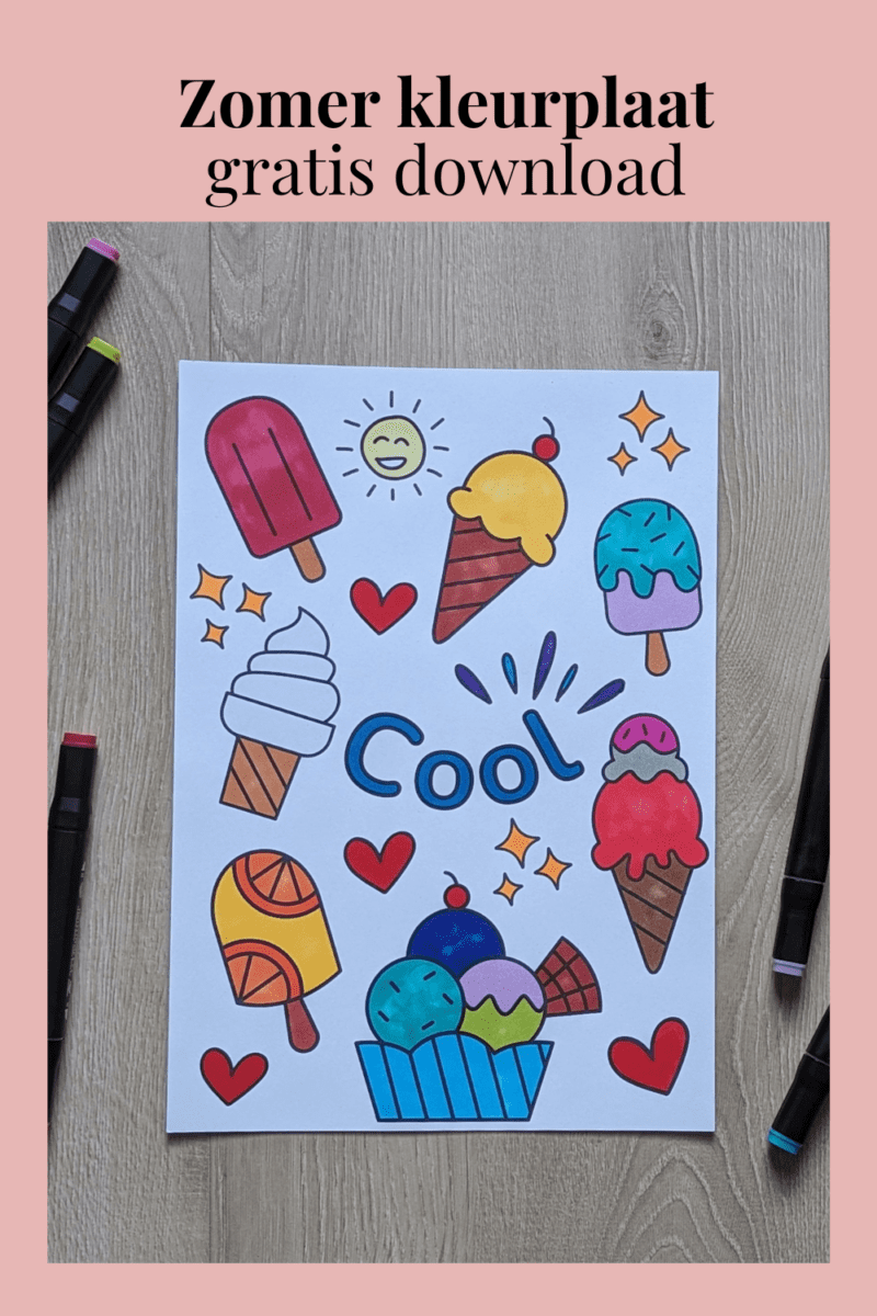 zomer kleurplaat ijsjes pinterest ingekleurd