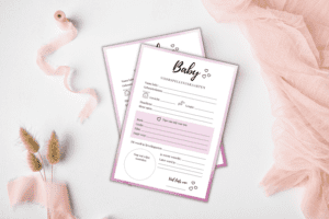 babyshower invulkaarten roze