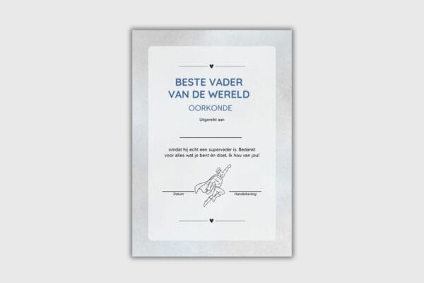 beste vader oorkonde printable
