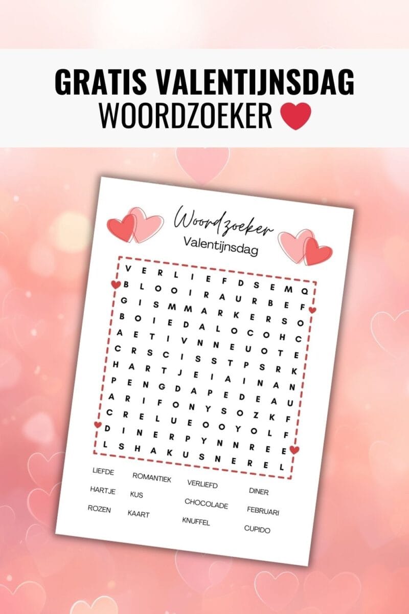 Valentijnsdag woordzoeker