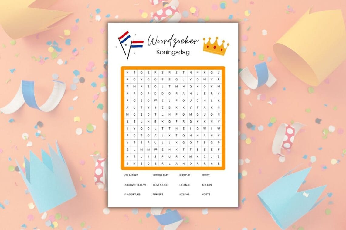 Koningsdag woordzoeker downloaden